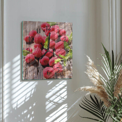 Square wall clock Raspberries