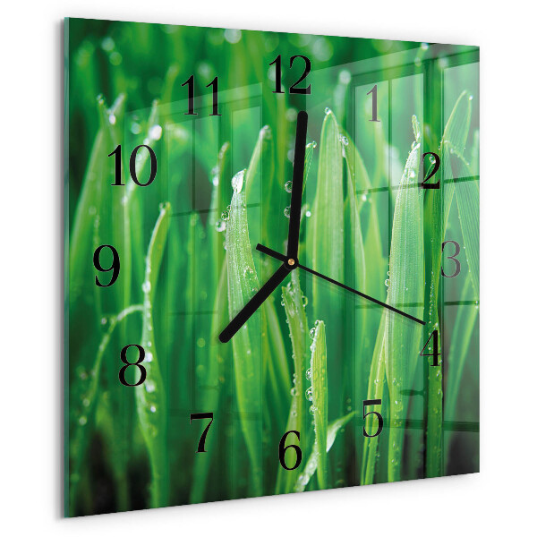 Square wall clock Green grass