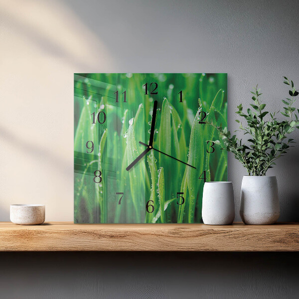 Square wall clock Green grass