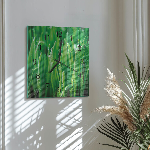 Square wall clock Green grass