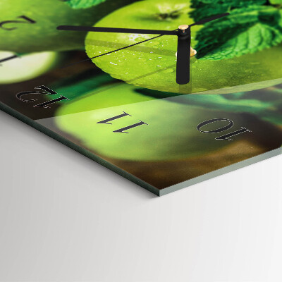 Square wall clock Green apples
