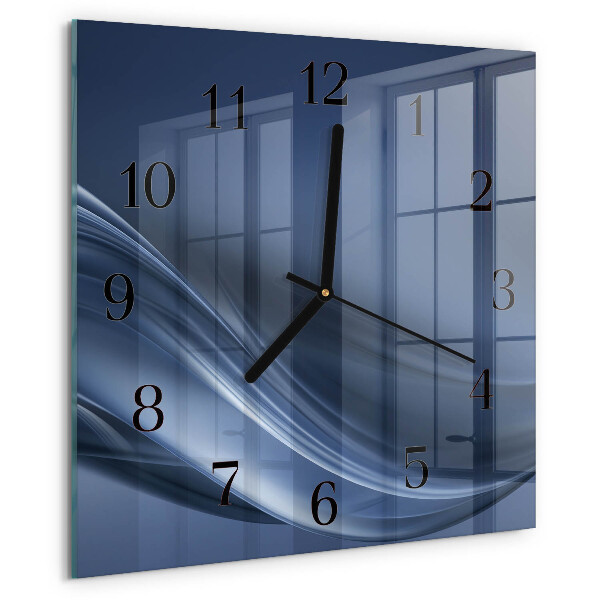 Square wall clock Blue waves