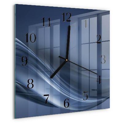 Square wall clock Blue waves