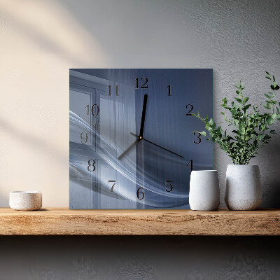 Square wall clock Blue waves