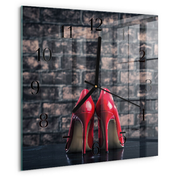 Square wall clock Red high heels