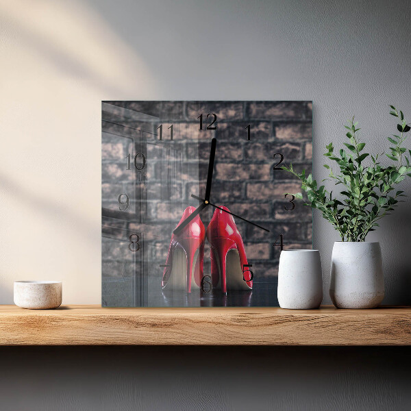 Square wall clock Red high heels