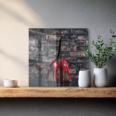 Square wall clock Red high heels