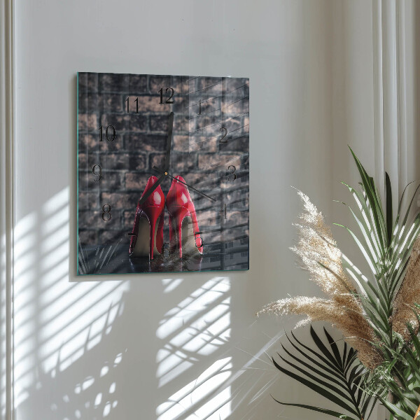 Square wall clock Red high heels