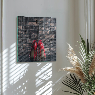 Square wall clock Red high heels