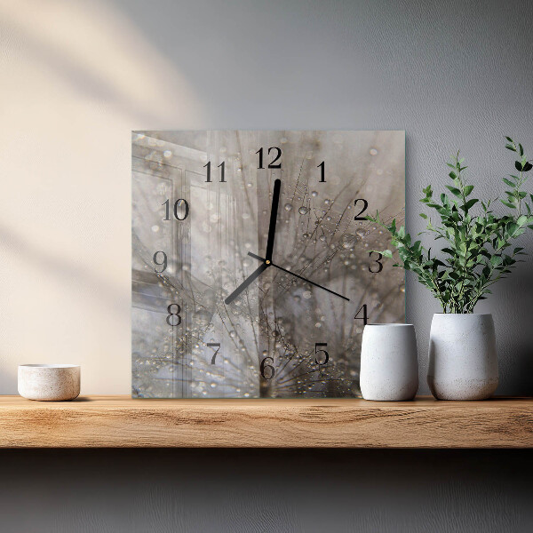 Square wall clock Dew drops