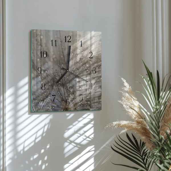 Square wall clock Dew drops