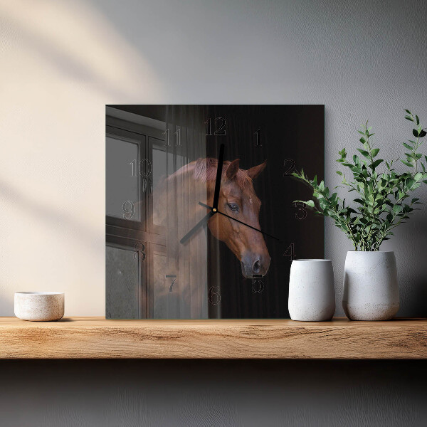 Square wall clock Horse