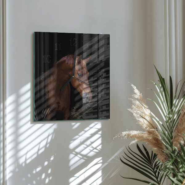 Square wall clock Horse