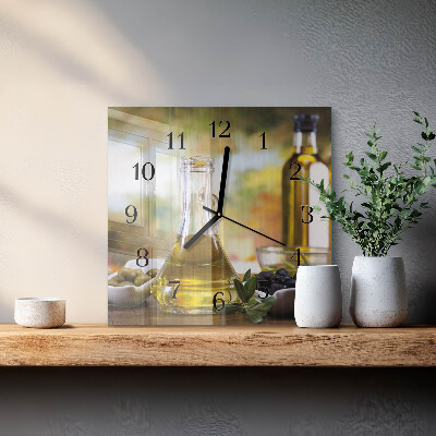 Square wall clock Olive oil