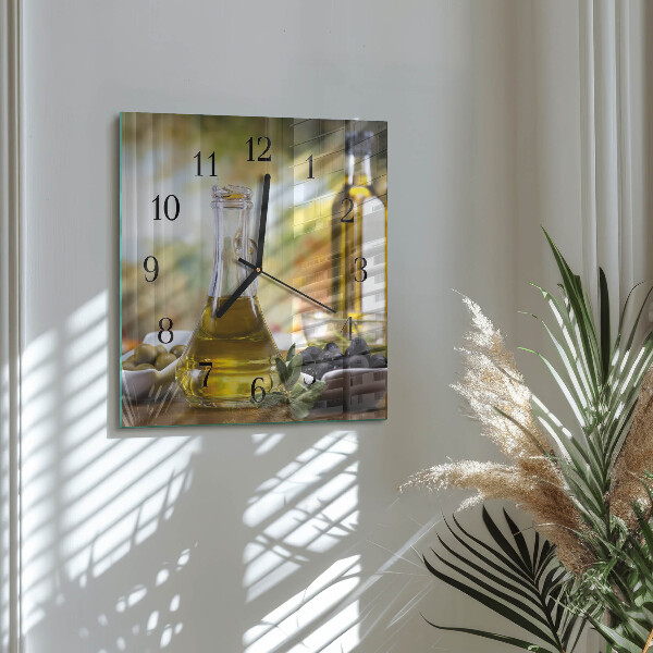 Square wall clock Olive oil