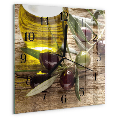Square wall clock Olive oil