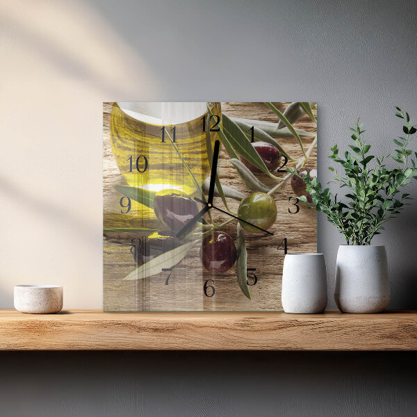 Square wall clock Olive oil