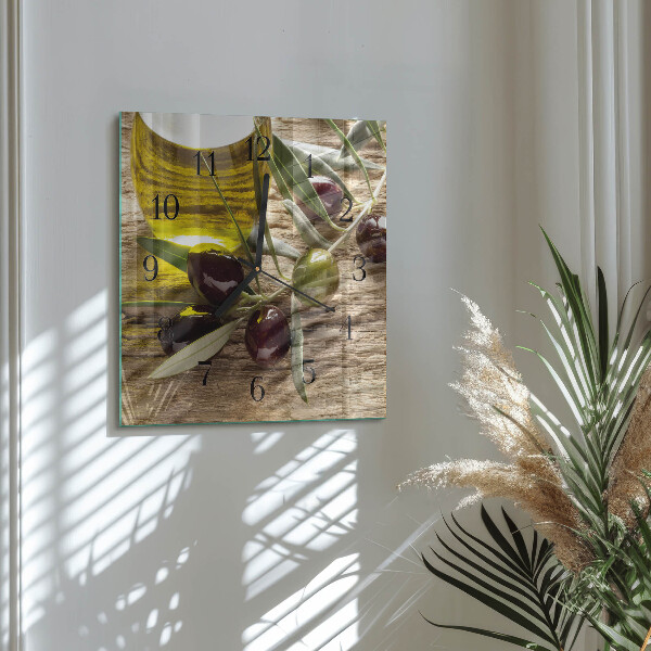 Square wall clock Olive oil