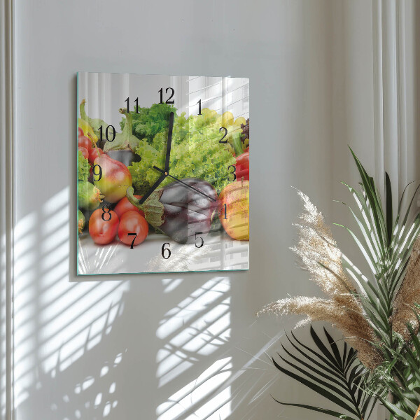 Square wall clock Vegetables
