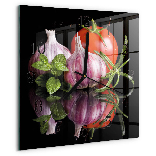 Square wall clock Tomato Garlic