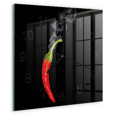 Square wall clock Chili pepper