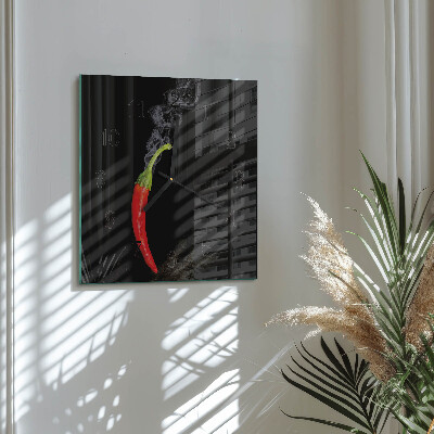 Square wall clock Chili pepper