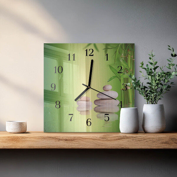 Square wall clock Zen stones