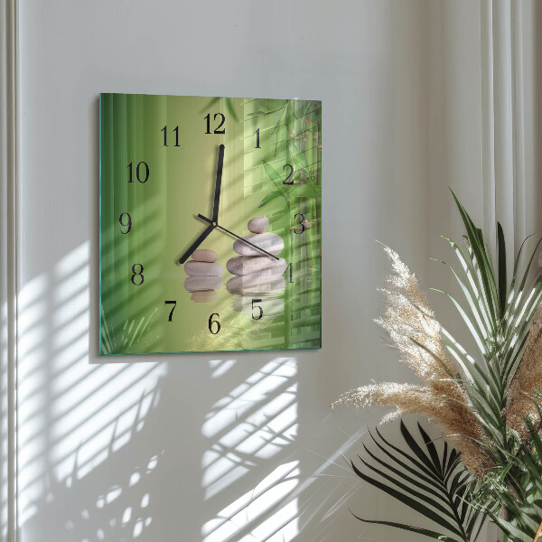 Square wall clock Zen stones