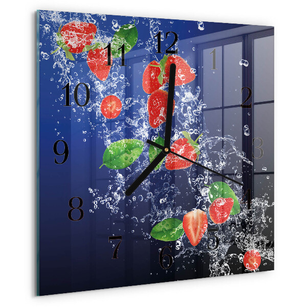 Square wall clock Strawberries