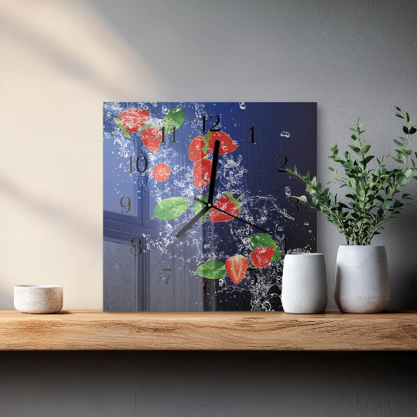 Square wall clock Strawberries