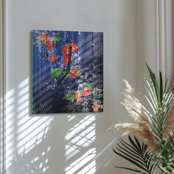 Square wall clock Strawberries