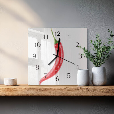 Square wall clock Chili pepper