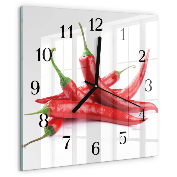 Square wall clock Chili peppers