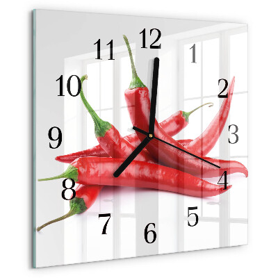 Square wall clock Chili peppers
