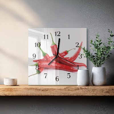 Square wall clock Chili peppers