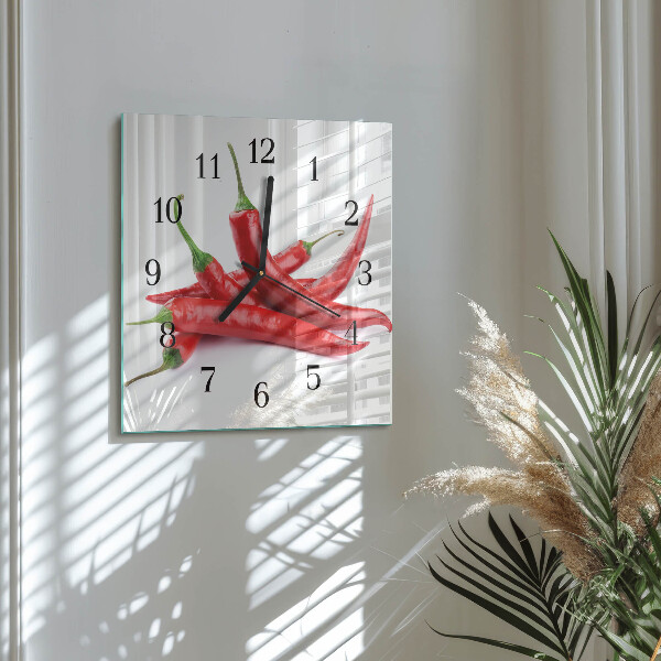 Square wall clock Chili peppers