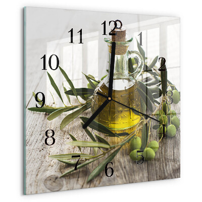 Square wall clock Olive oil