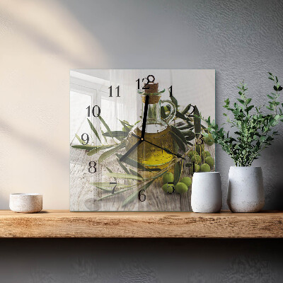 Square wall clock Olive oil