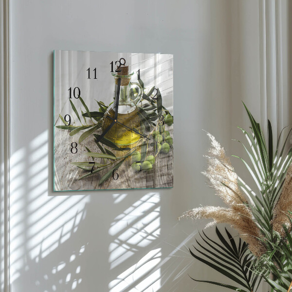Square wall clock Olive oil
