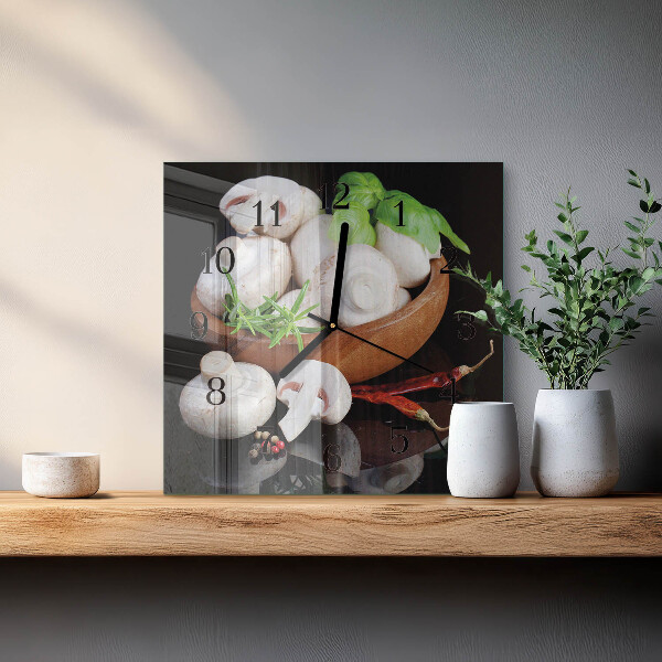 Square wall clock Mushrooms