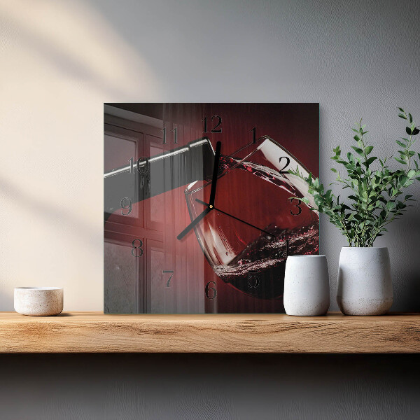 Square wall clock Wine glass