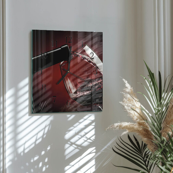 Square wall clock Wine glass