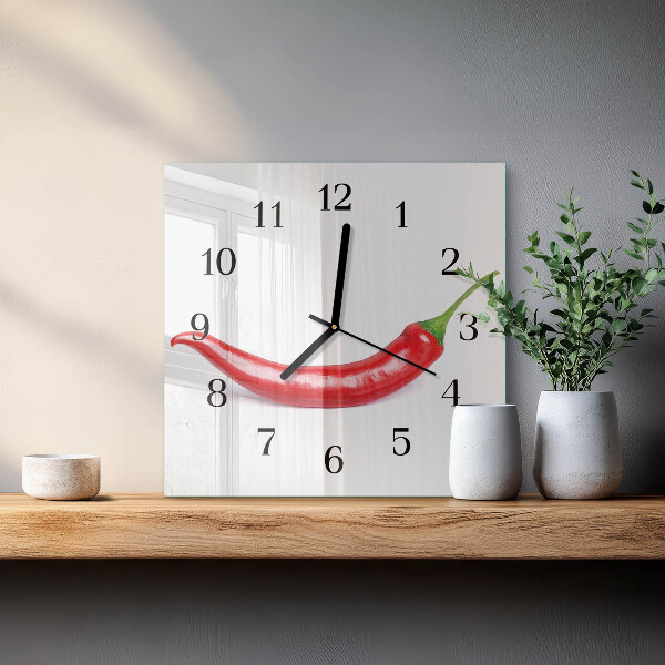 Square wall clock Chili pepper