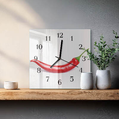 Square wall clock Chili pepper