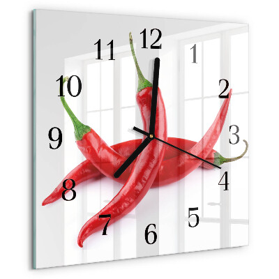 Square wall clock Chili peppers
