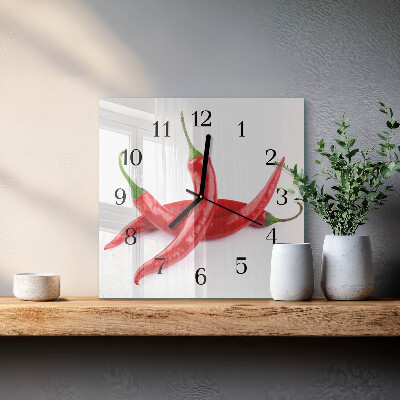 Square wall clock Chili peppers
