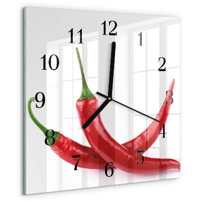 Square wall clock Chili peppers