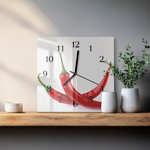 Square wall clock Chili peppers
