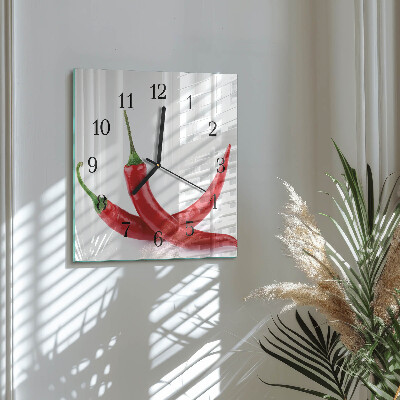 Square wall clock Chili peppers