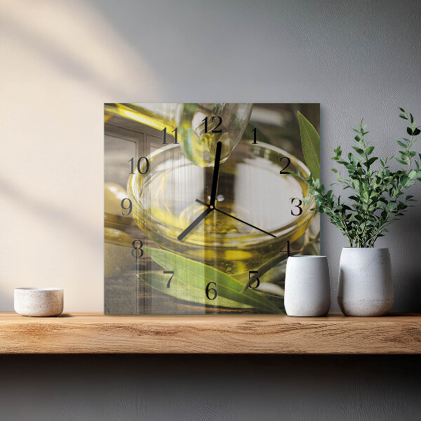 Square wall clock Olive oil